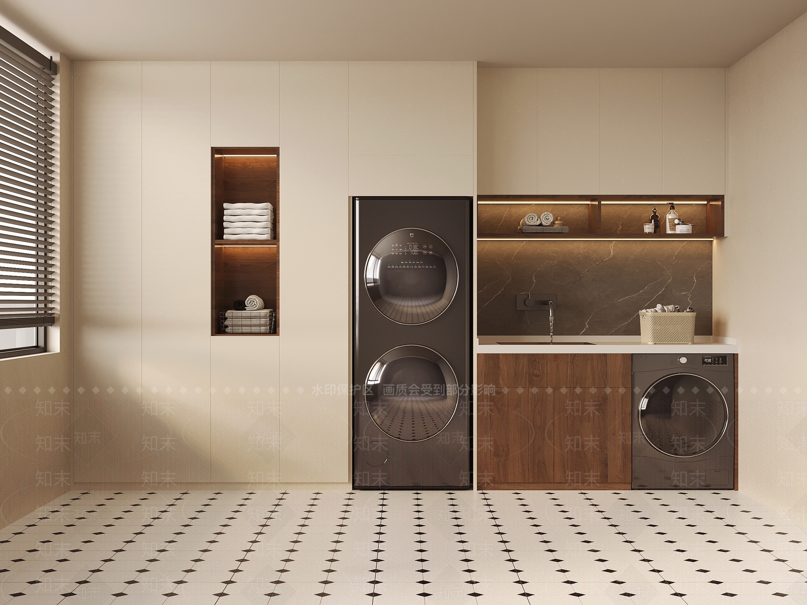 现代洗衣机柜3D模型下载【ID:1190477817】