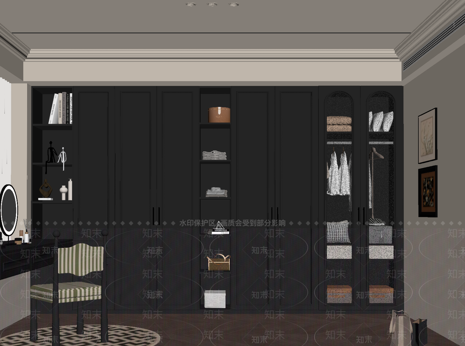 法式衣帽间SU模型下载【ID:1190479695】