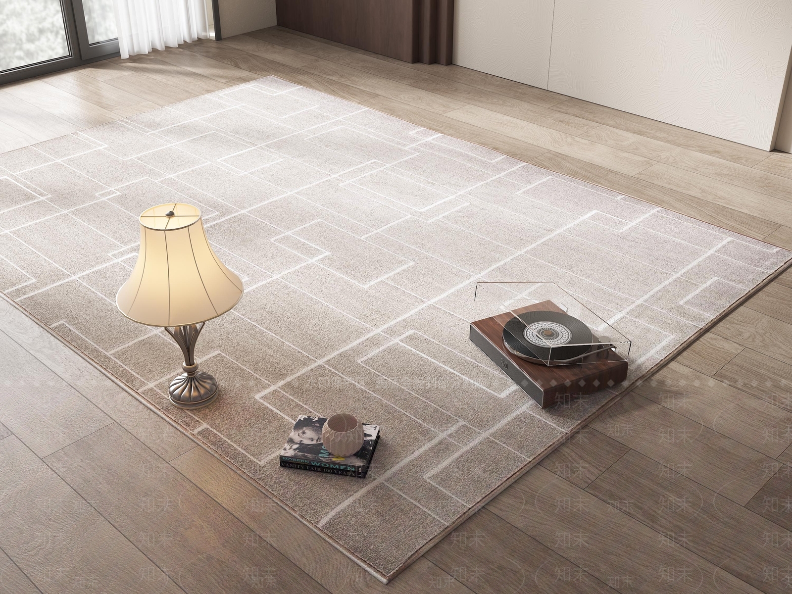 现代奶油地毯3D模型下载【ID:1190480833】