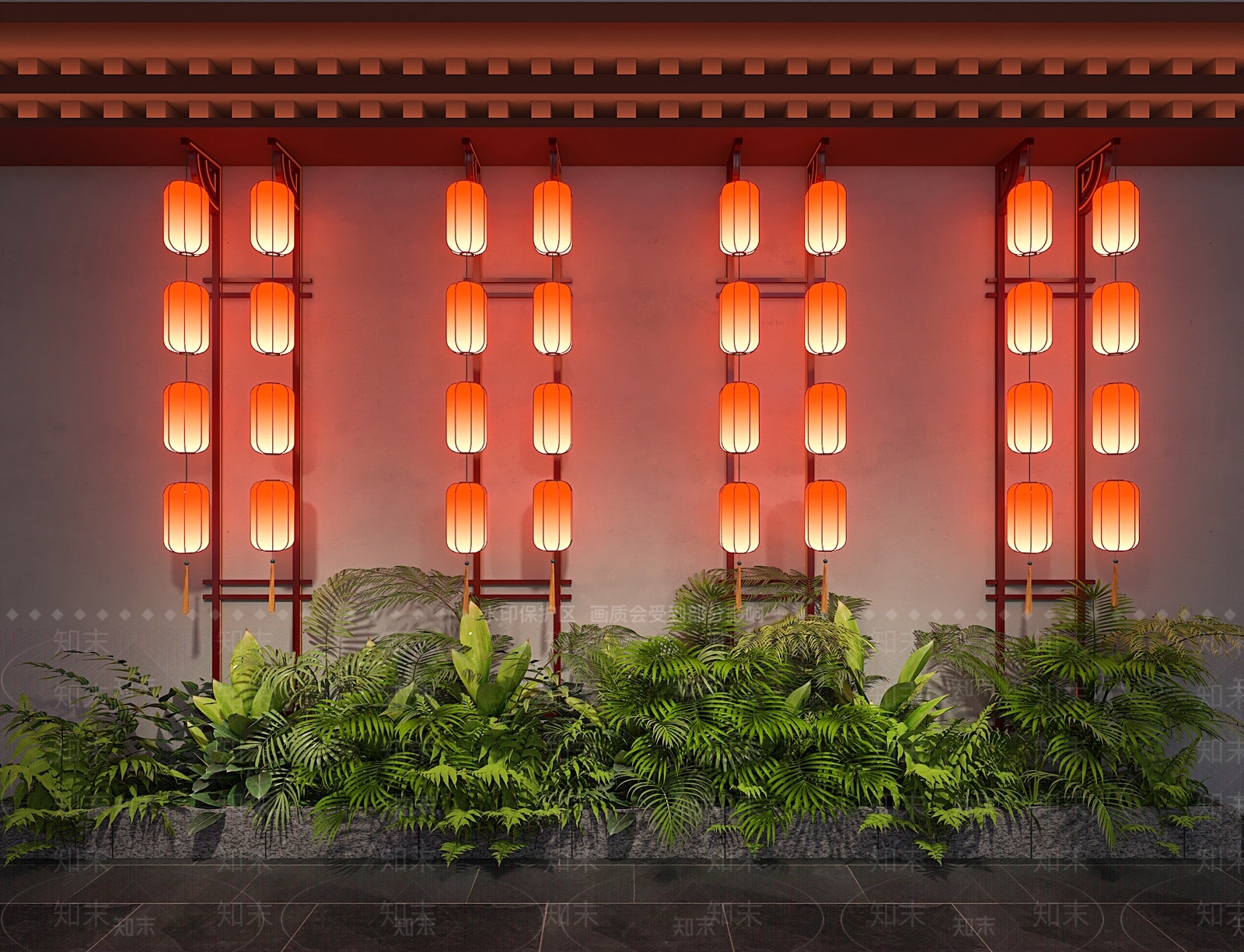 新中式现代灯笼3D模型下载【ID:1190480343】