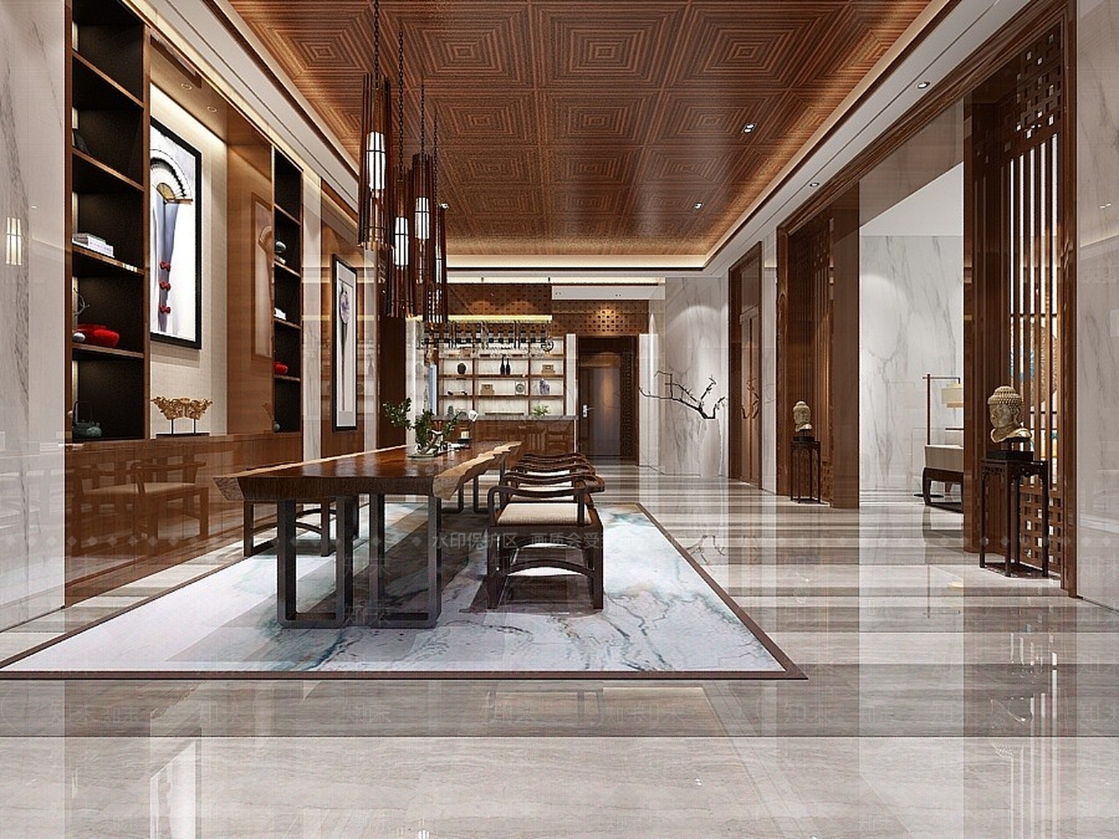 现代办公大厅3D模型下载【ID:1190480011】