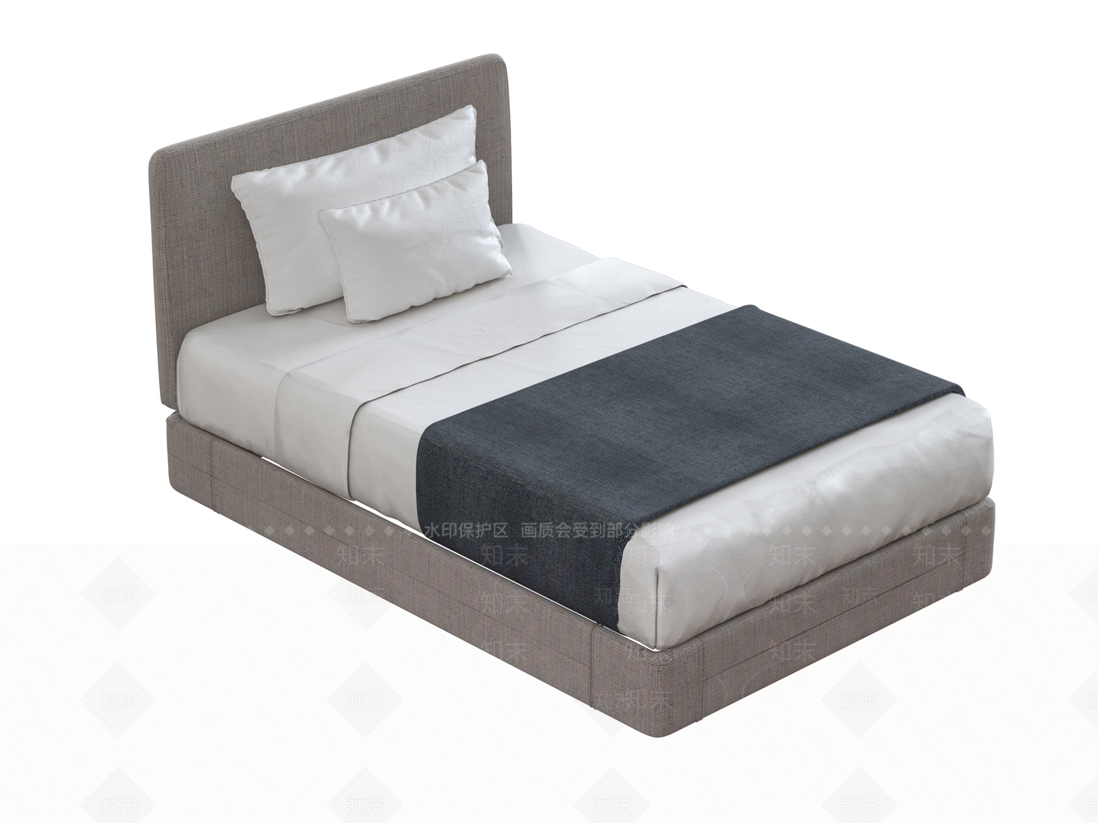 现代单人床3D模型下载【ID:1190484544】
