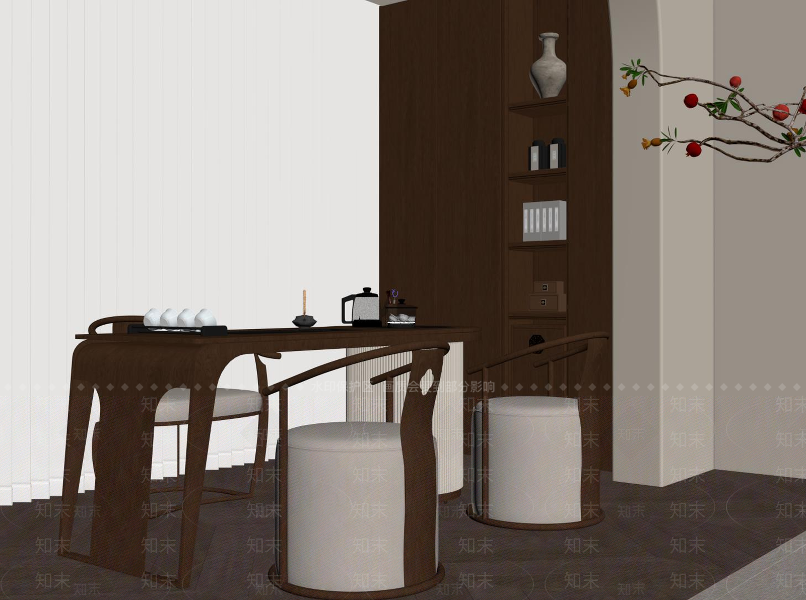 新中式茶桌椅SU模型下载【ID:1190487666】
