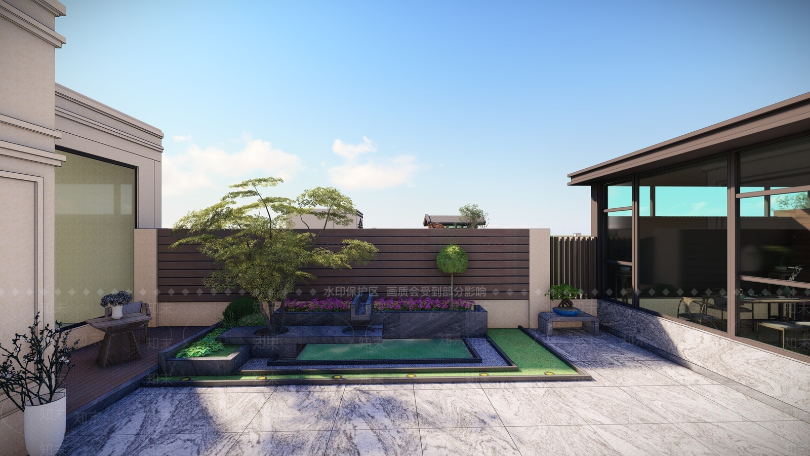 现代屋顶花园SU模型下载【ID:1190489308】