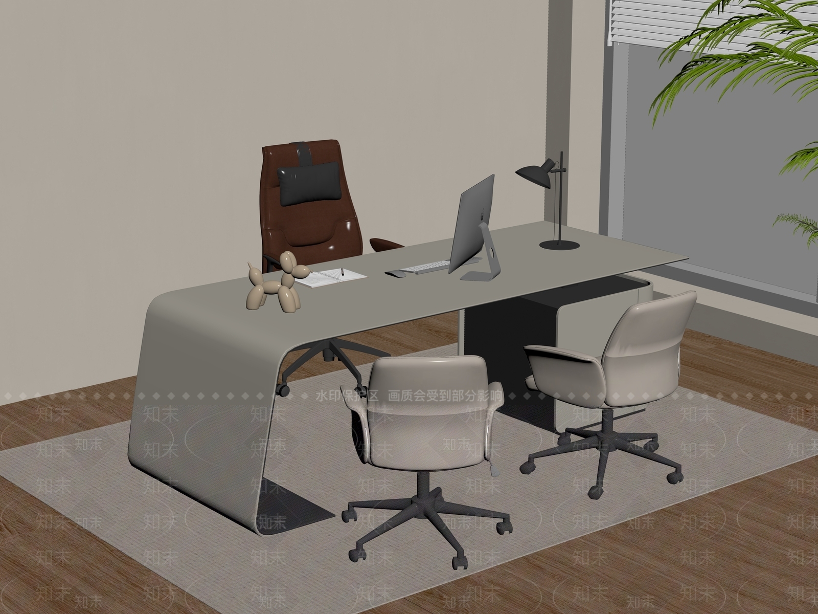 现代办公桌椅SU模型下载【ID:1190493651】