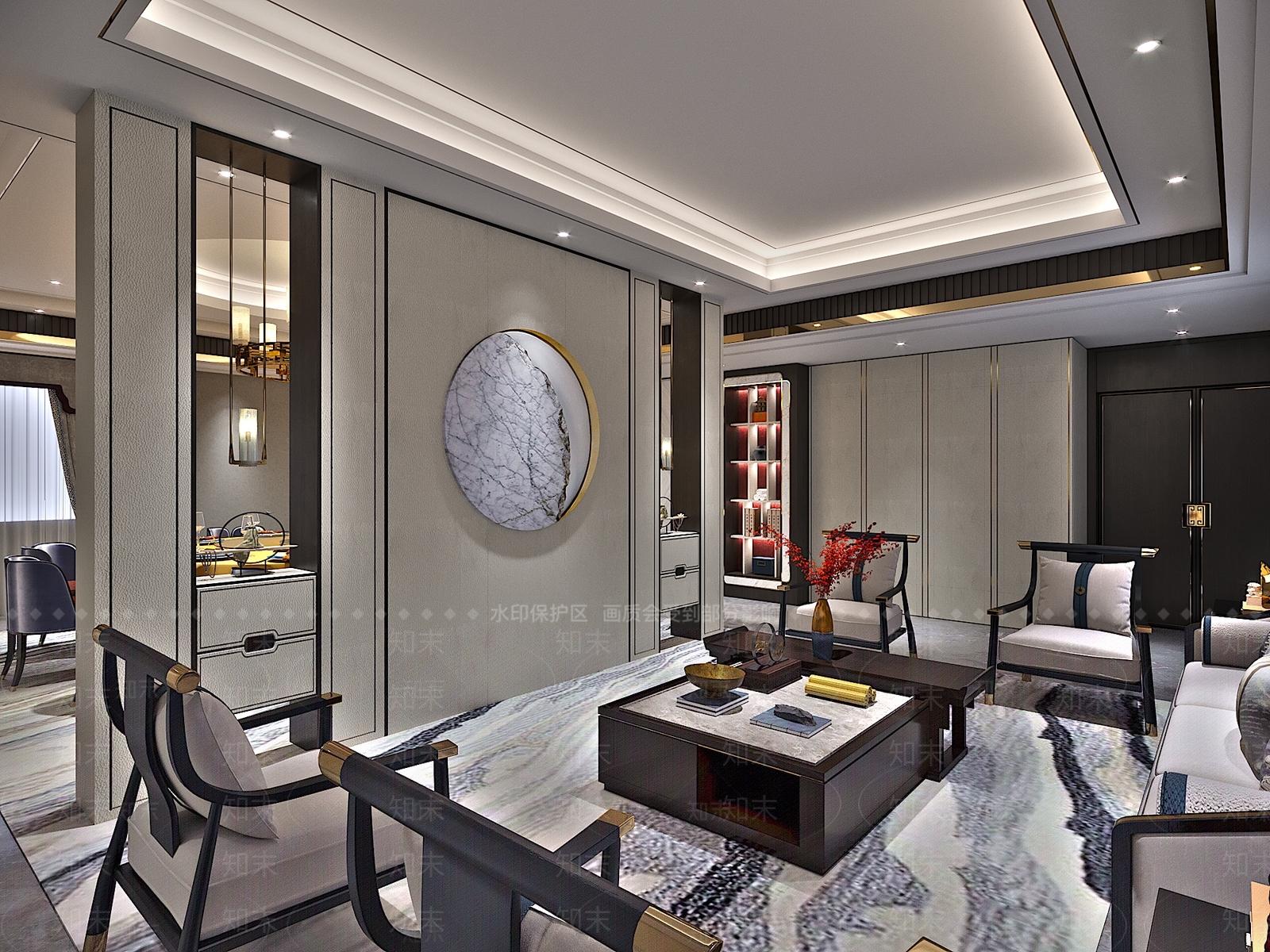 新中式轻奢包厢3D模型下载【ID:1190494382】