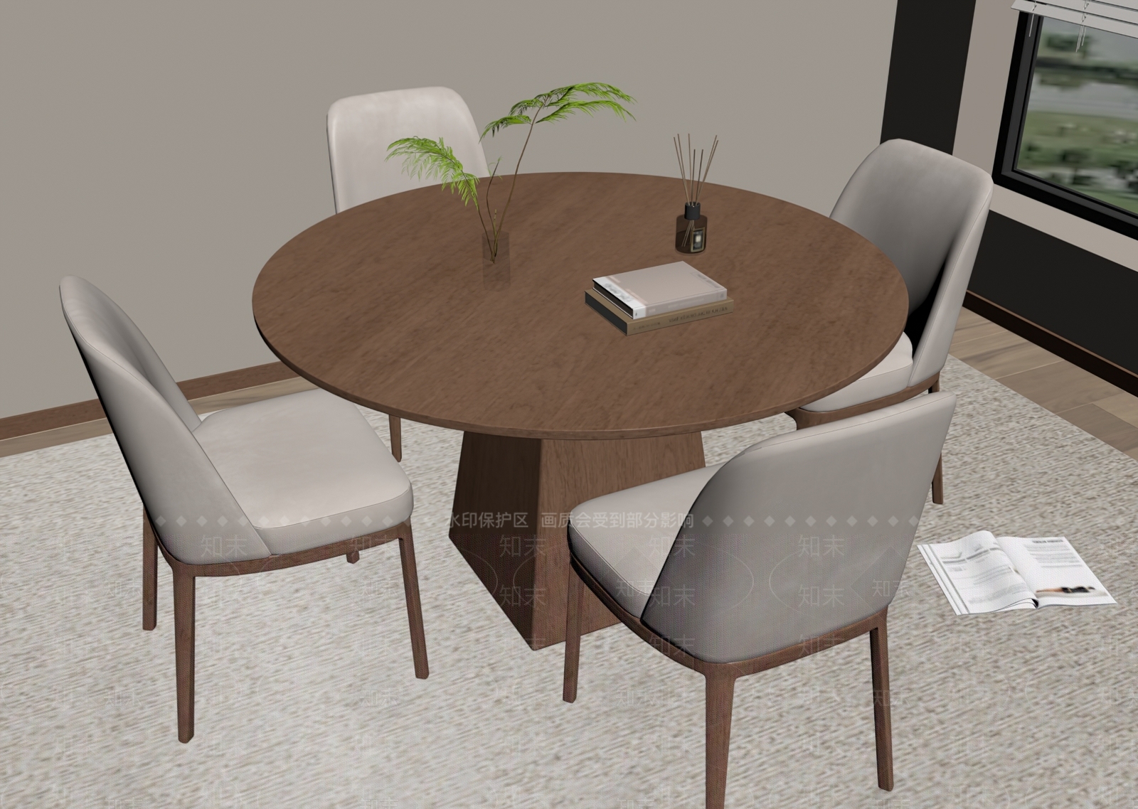 现代餐桌椅SU模型下载【ID:1190495808】