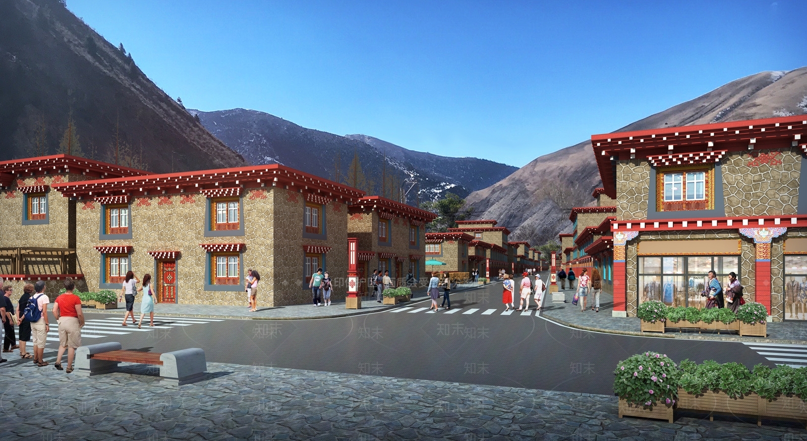 中式商业街SU模型下载【ID:1190498318】