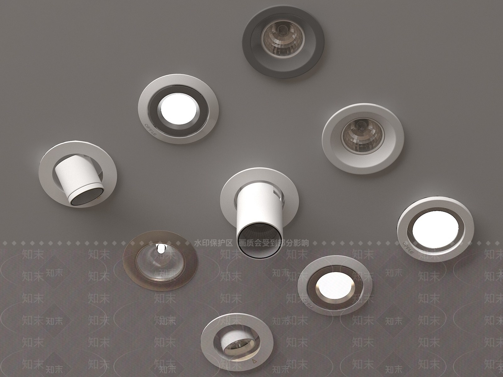现代筒灯射灯组合3D模型下载【ID:1190499205】