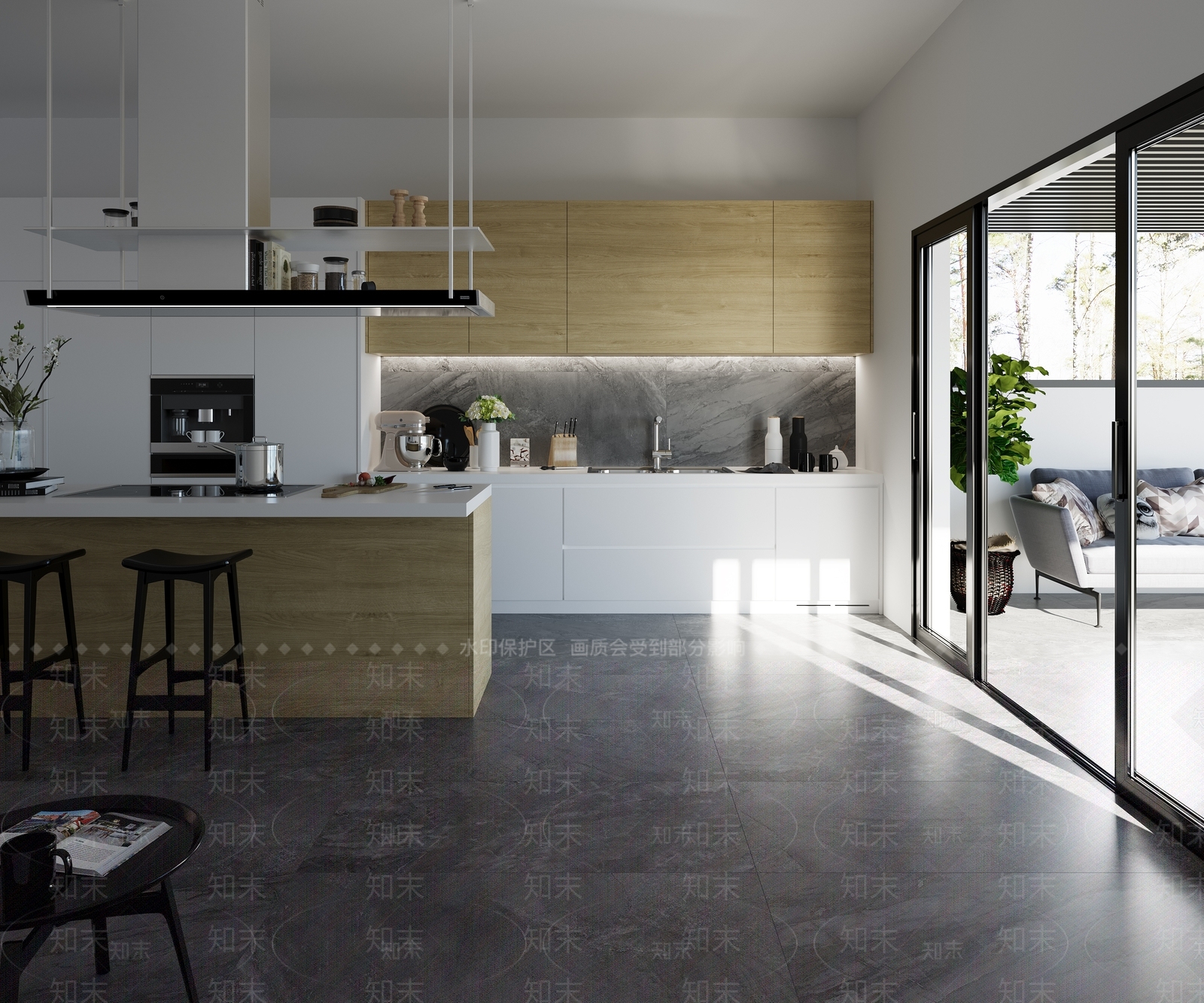 现代北欧开放式厨房3D模型下载【ID:1190501126】