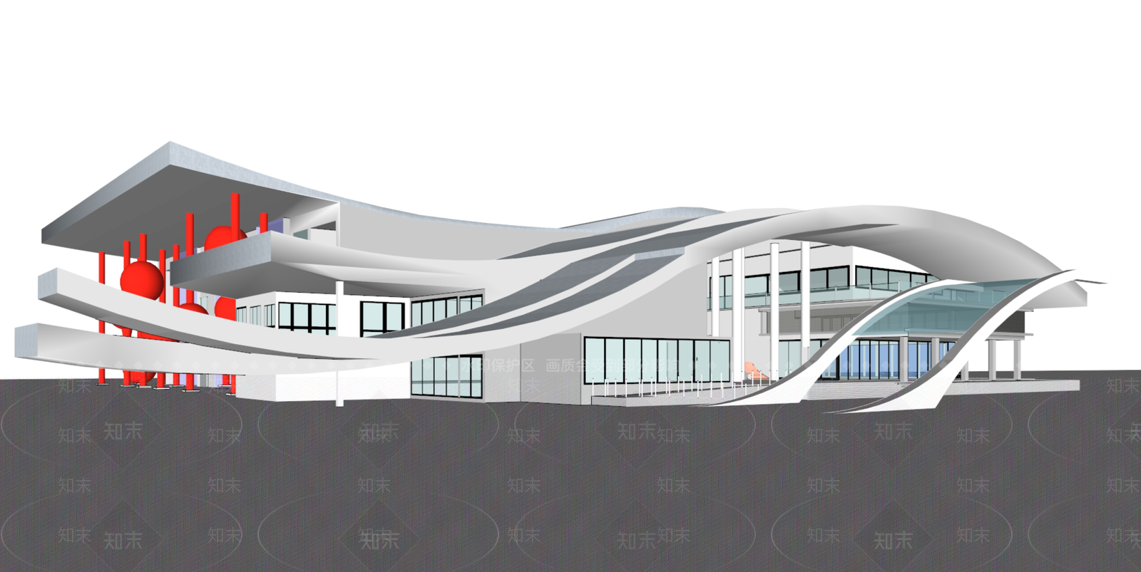 现代展览馆建筑SU模型下载【ID:1190502285】