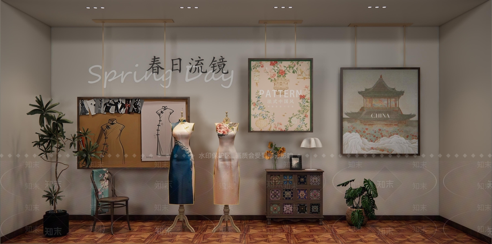 中古复古服装店SU模型下载【ID:1190503733】