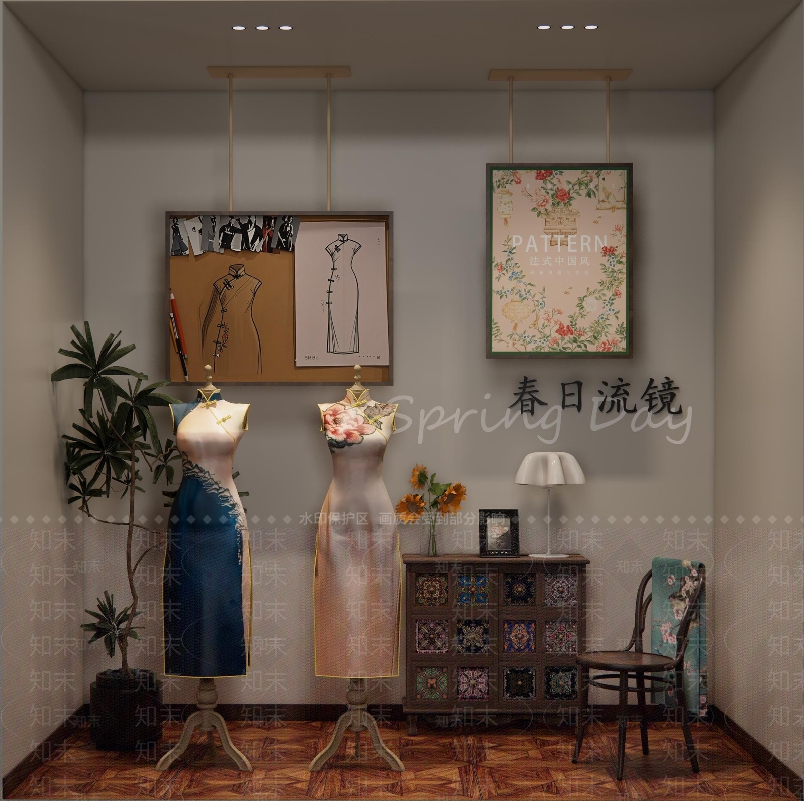 中古复古服装店SU模型下载【ID:1190503733】