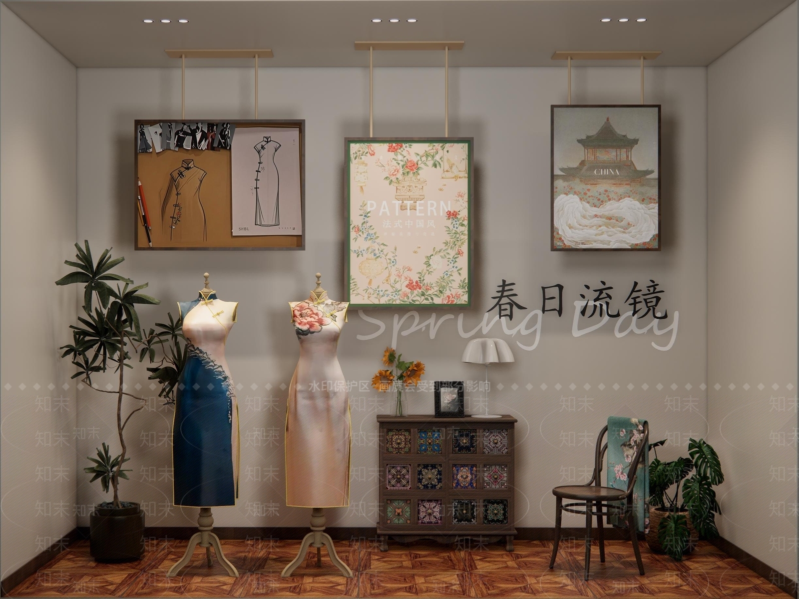 中古复古服装店SU模型下载【ID:1190503733】