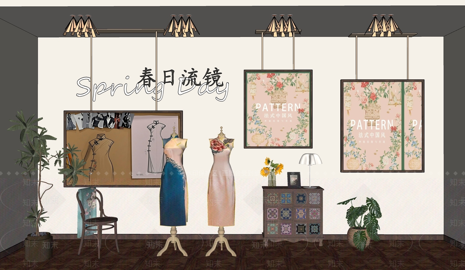 中古复古服装店SU模型下载【ID:1190503733】