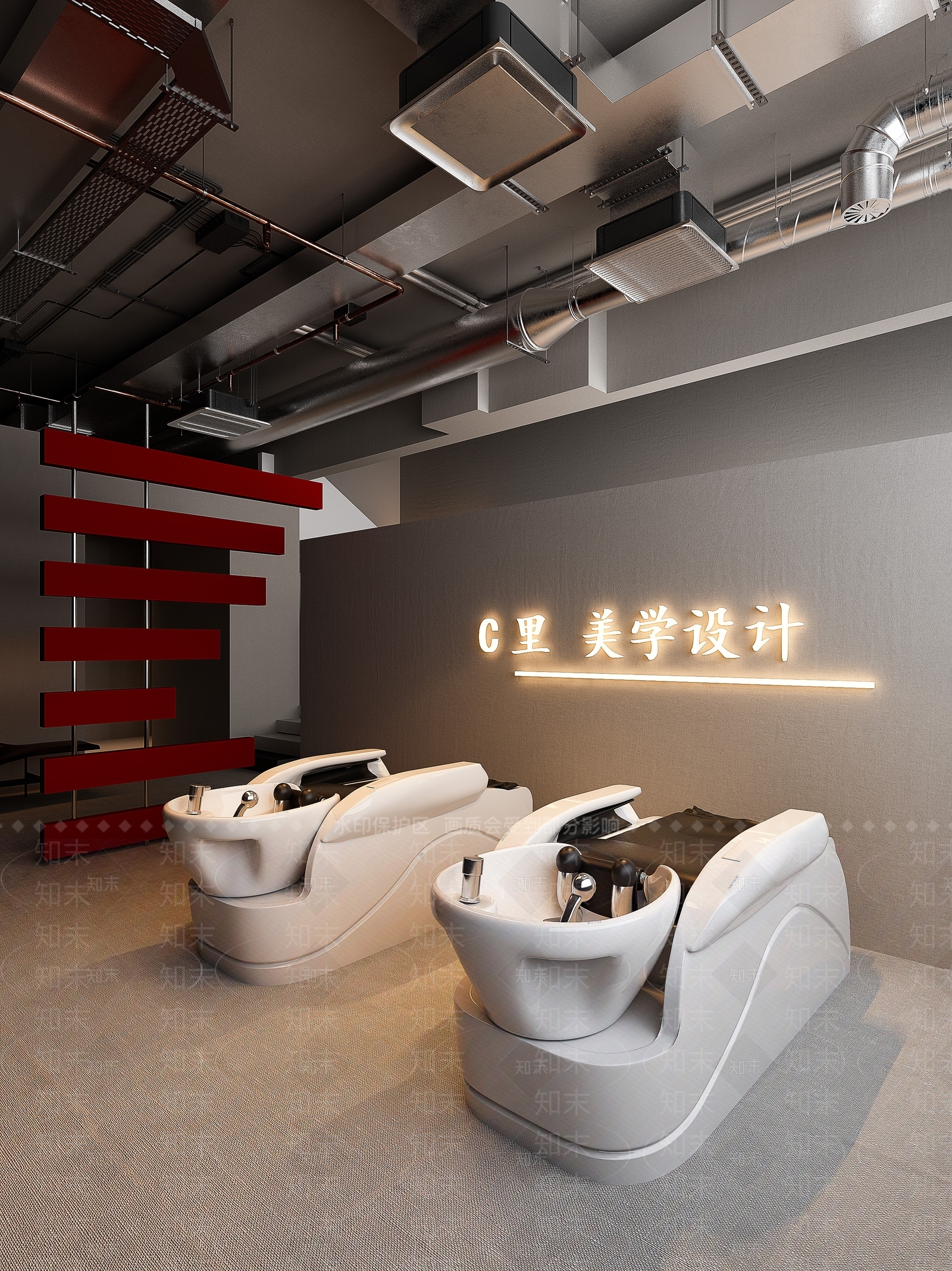 现代工业美发店3D模型下载【ID:1190508340】