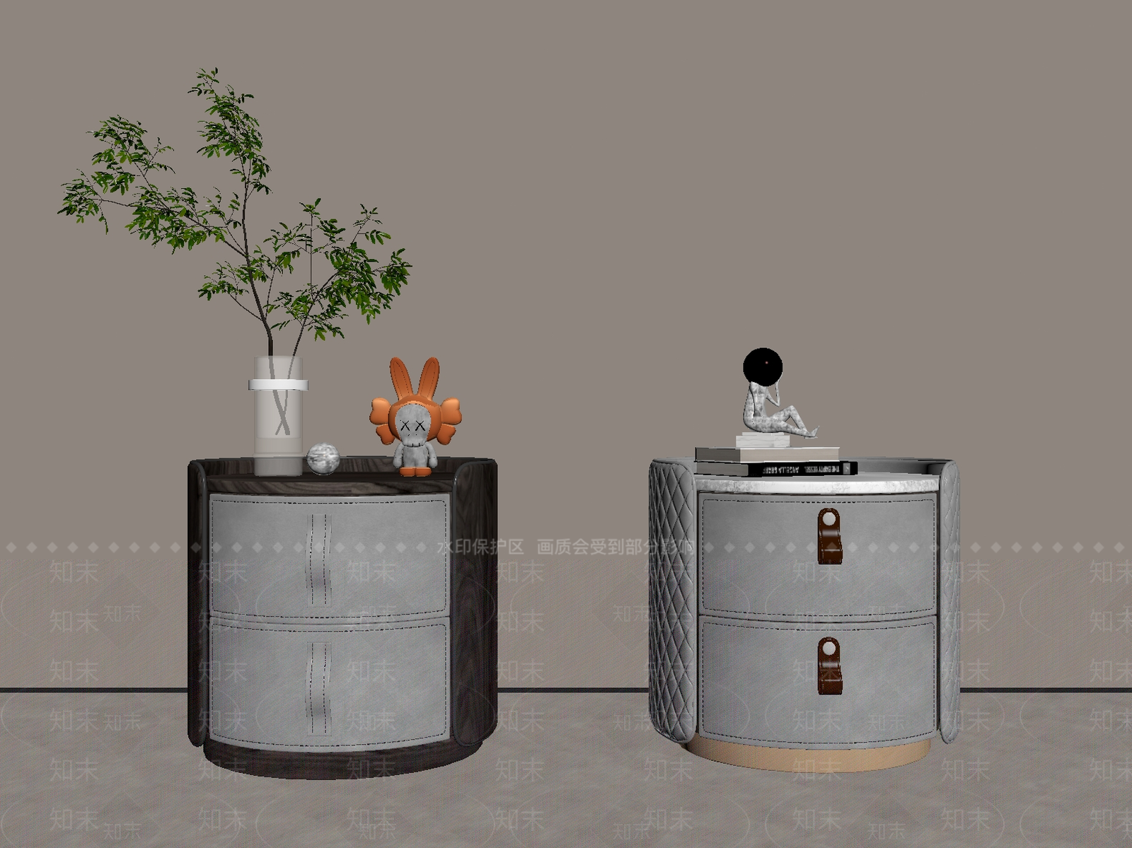 轻奢意式床头柜SU模型下载【ID:1190511649】