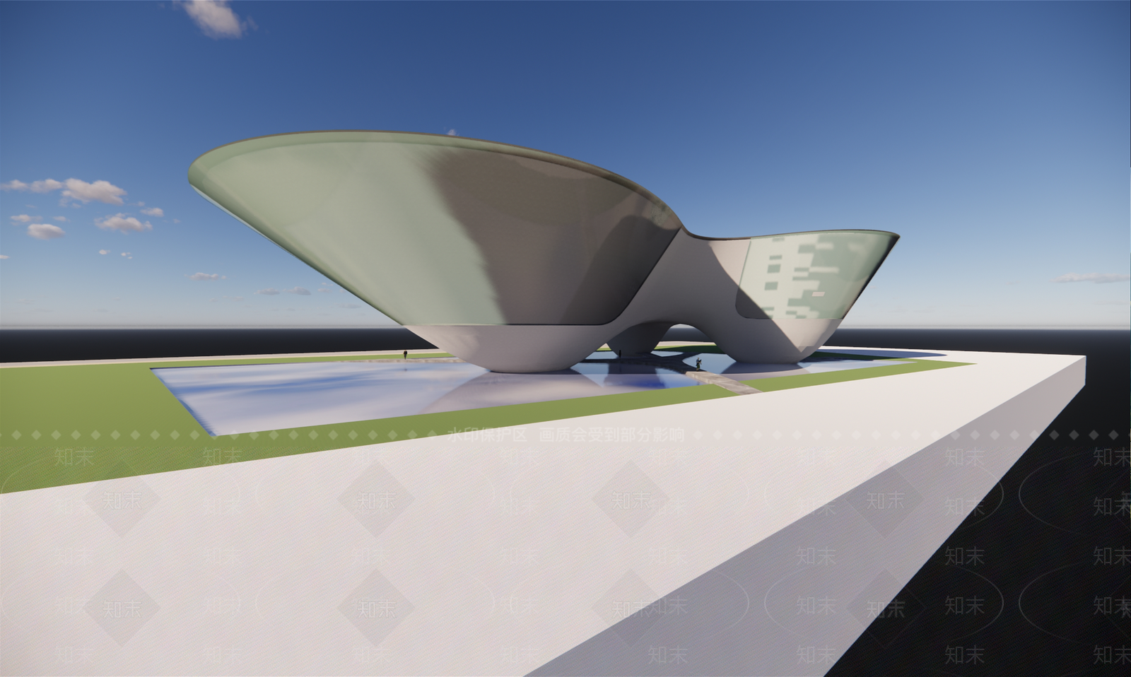 现代展览馆建筑SU模型下载【ID:1190515760】