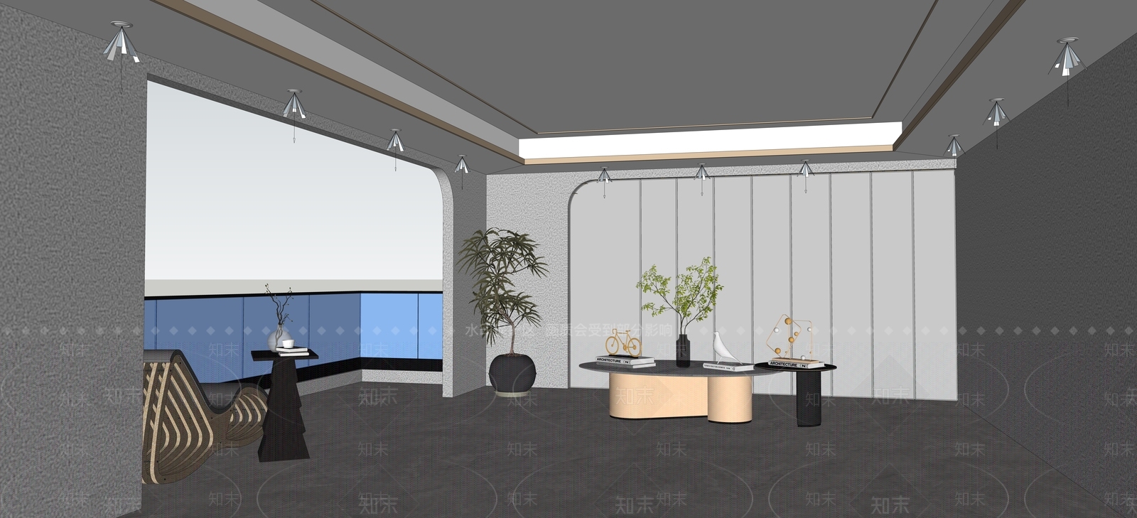 现代新中式茶室SU模型下载【ID:1190520155】