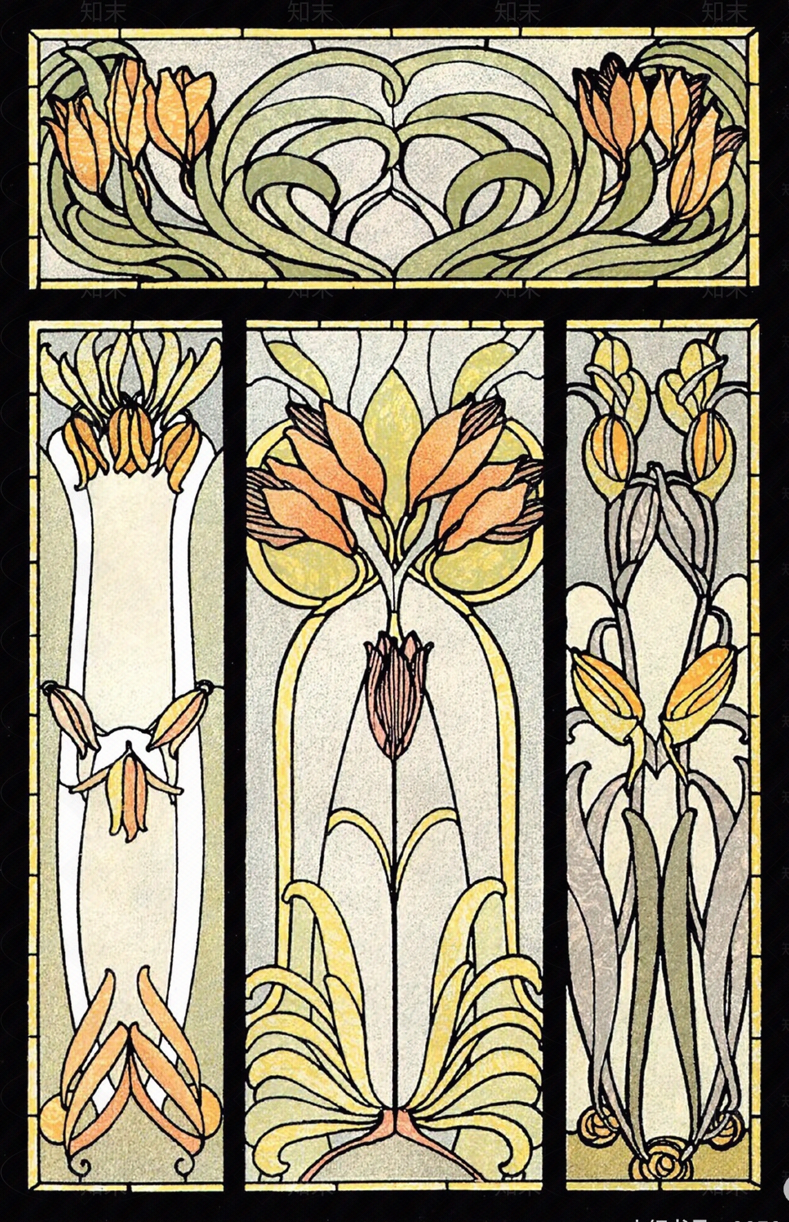 法式复古彩绘玻璃贴图下载【ID:1190521321】