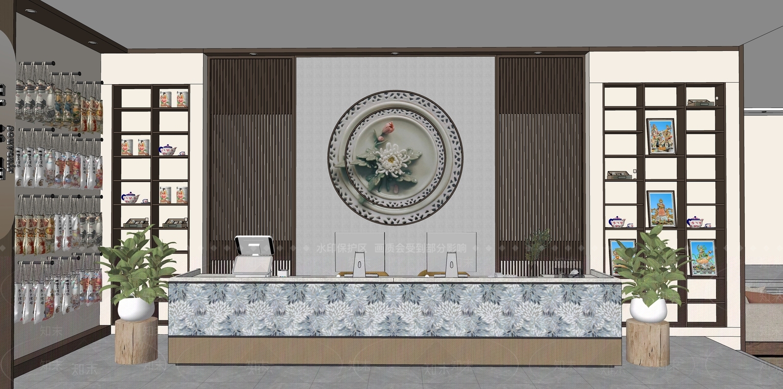 新中式其他店铺SU模型下载【ID:1190522990】