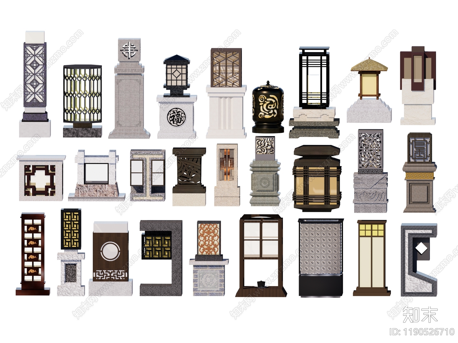 新中式灯具图库施工图下载【ID:1190526710】