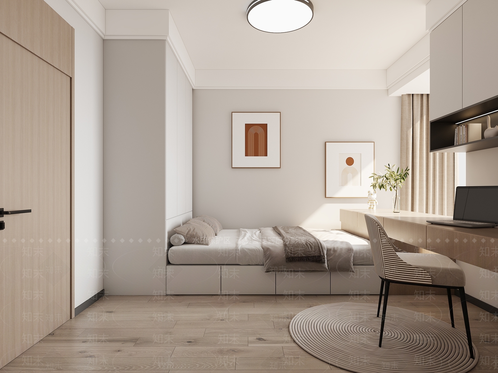 现代榻榻米卧室3D模型下载【ID:1190528447】