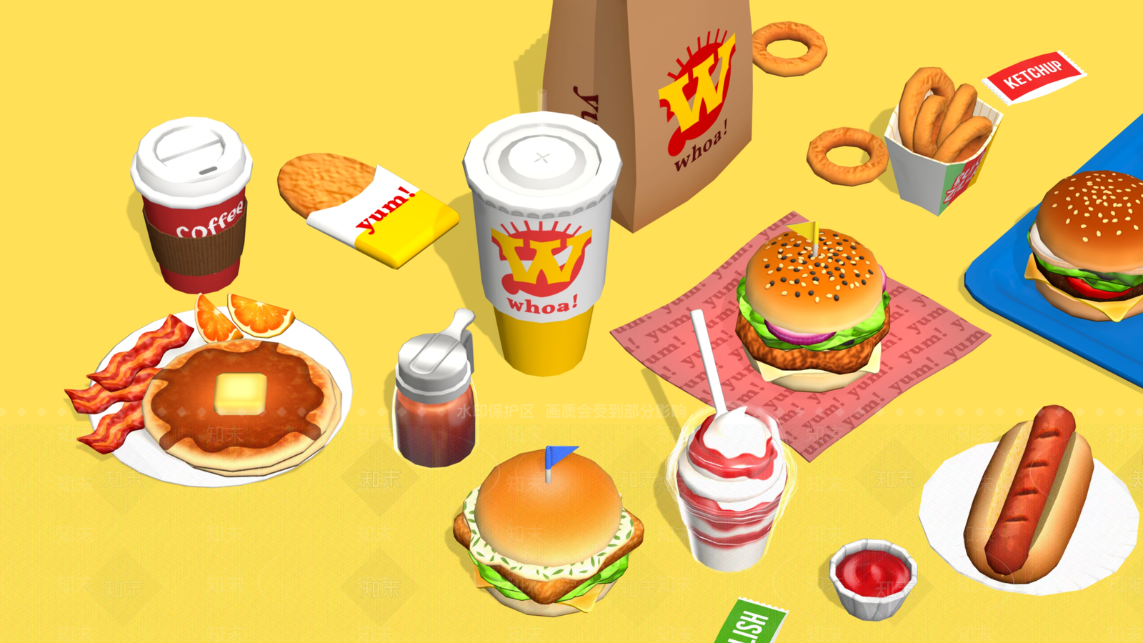 酒水食物3D模型下载【ID:1190529513】