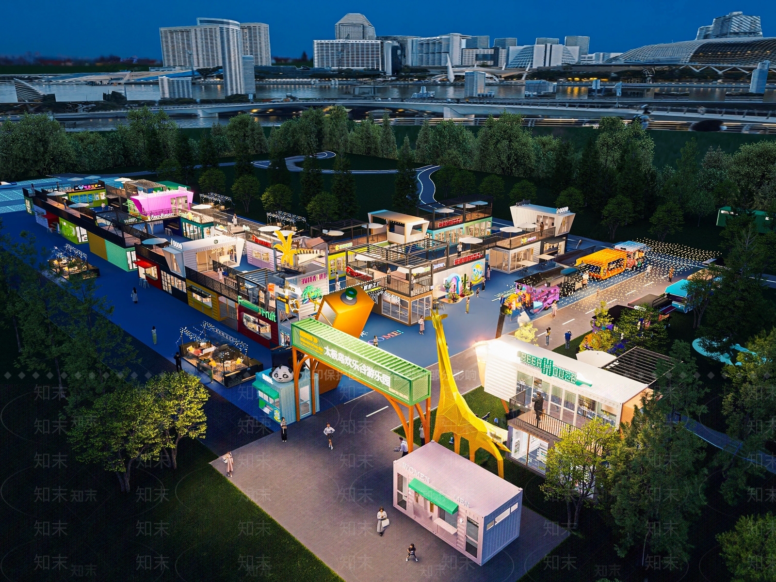 现代商业街3D模型下载【ID:1190531870】