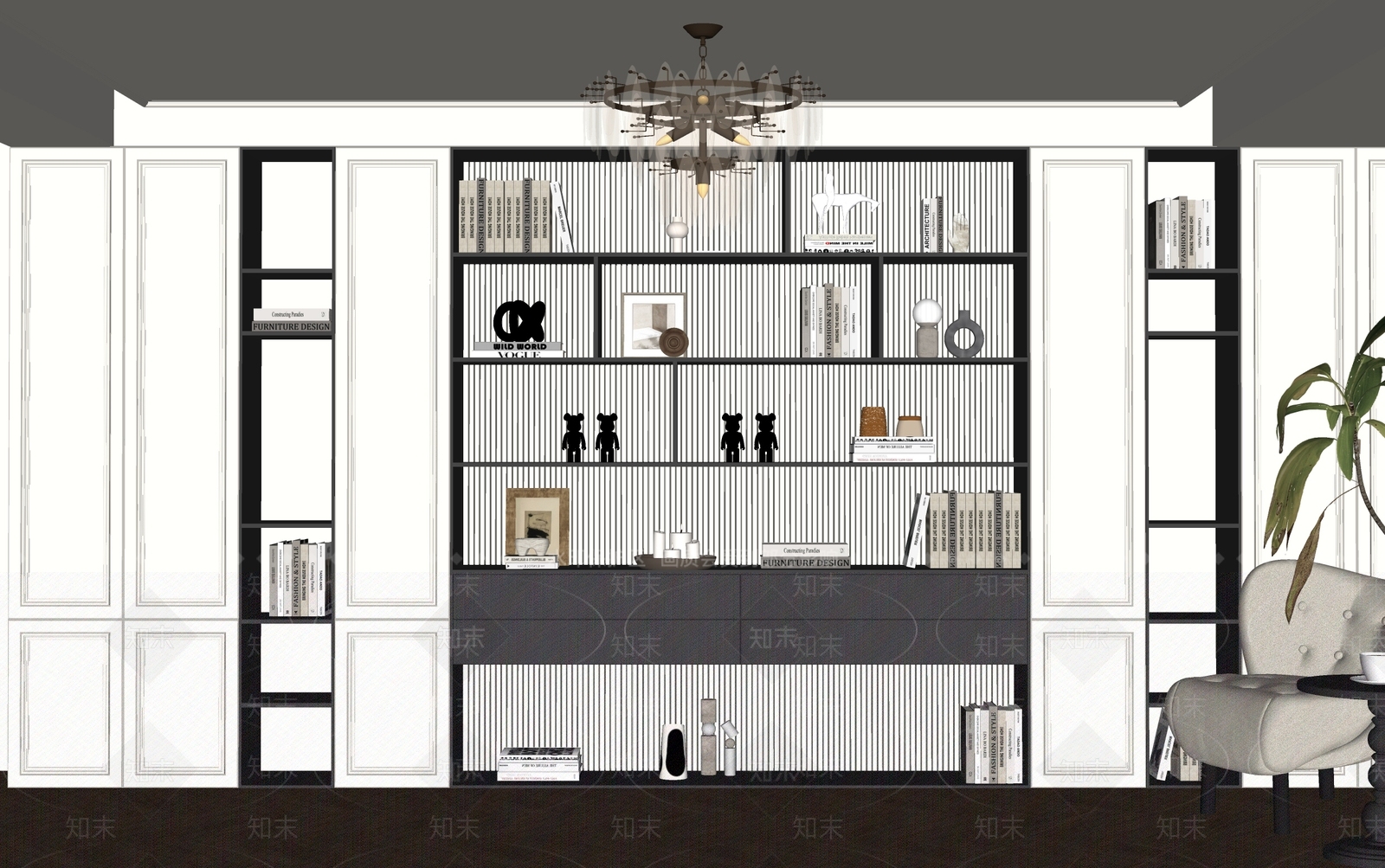 美式书房SU模型下载【ID:1190547732】