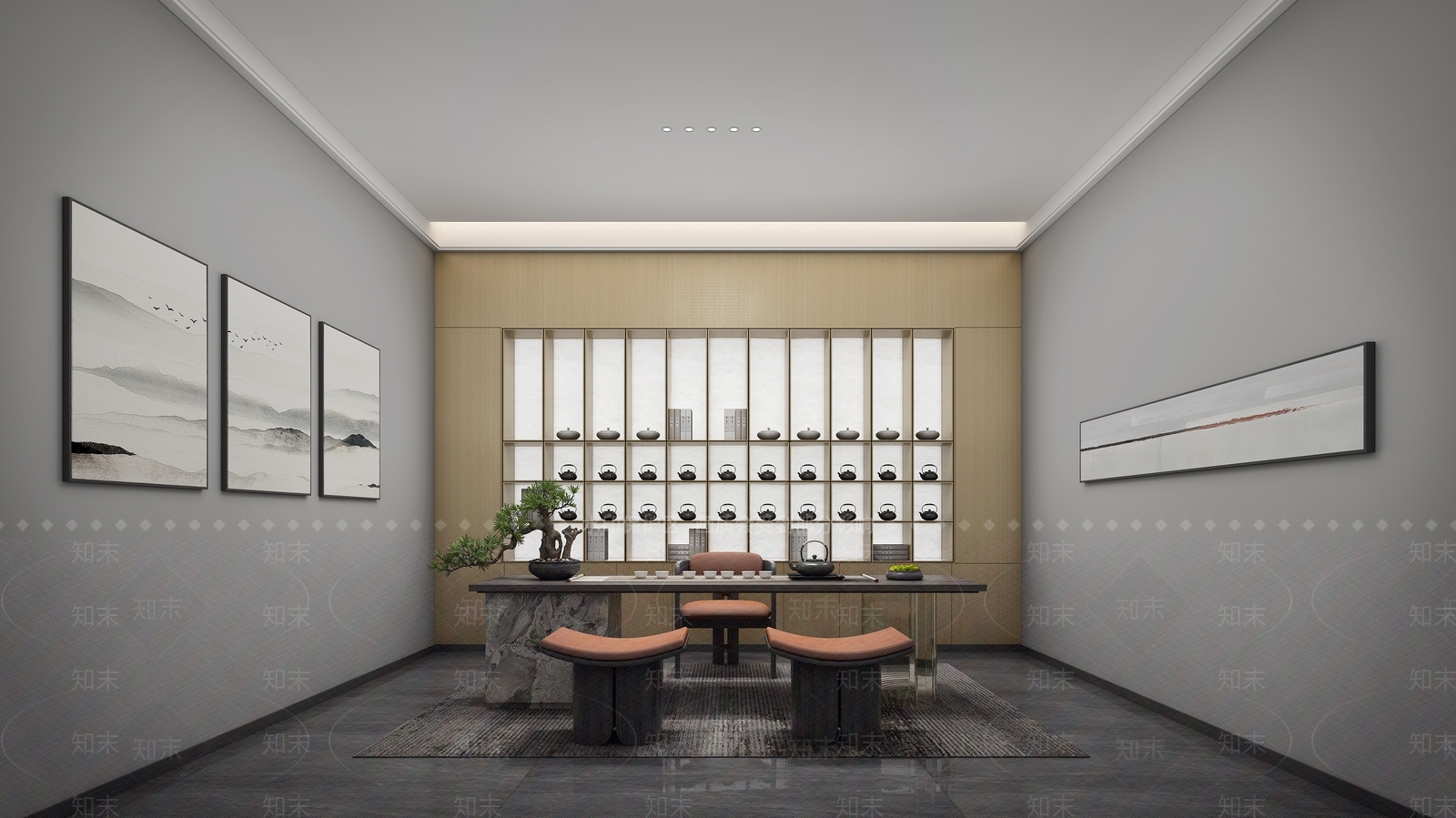 现代原木其他娱乐空间3D模型下载【ID:1190535016】