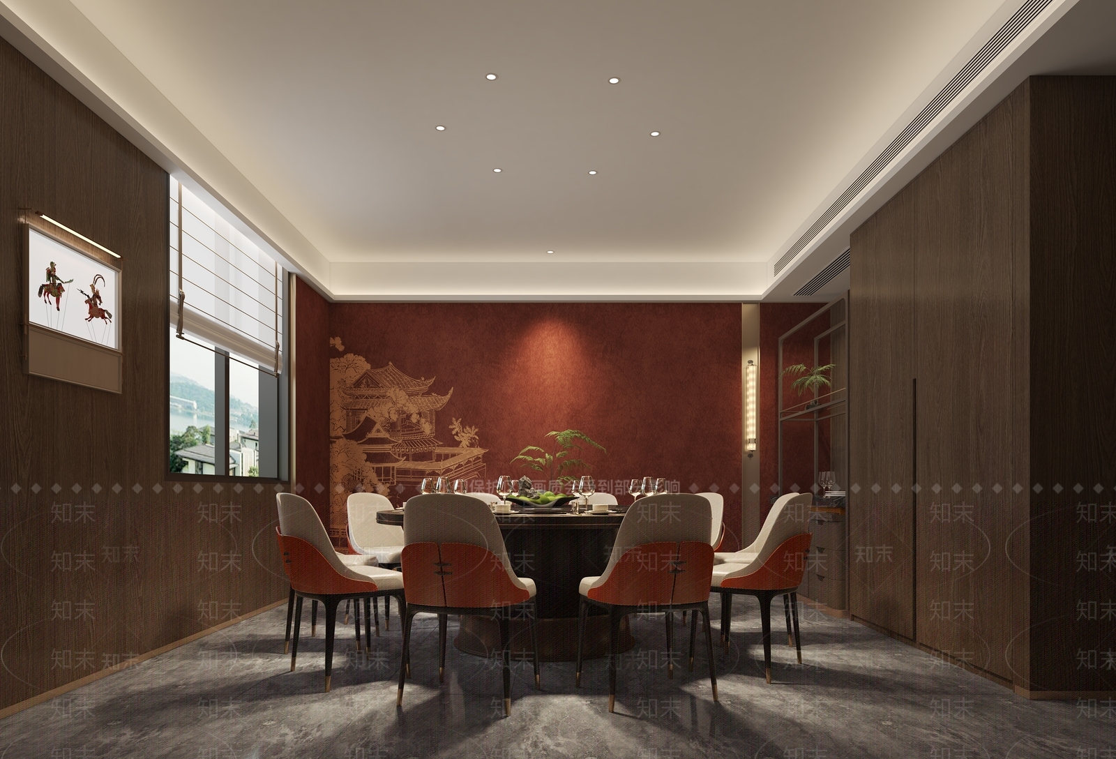 新中式中餐厅3D模型下载【ID:1190542987】