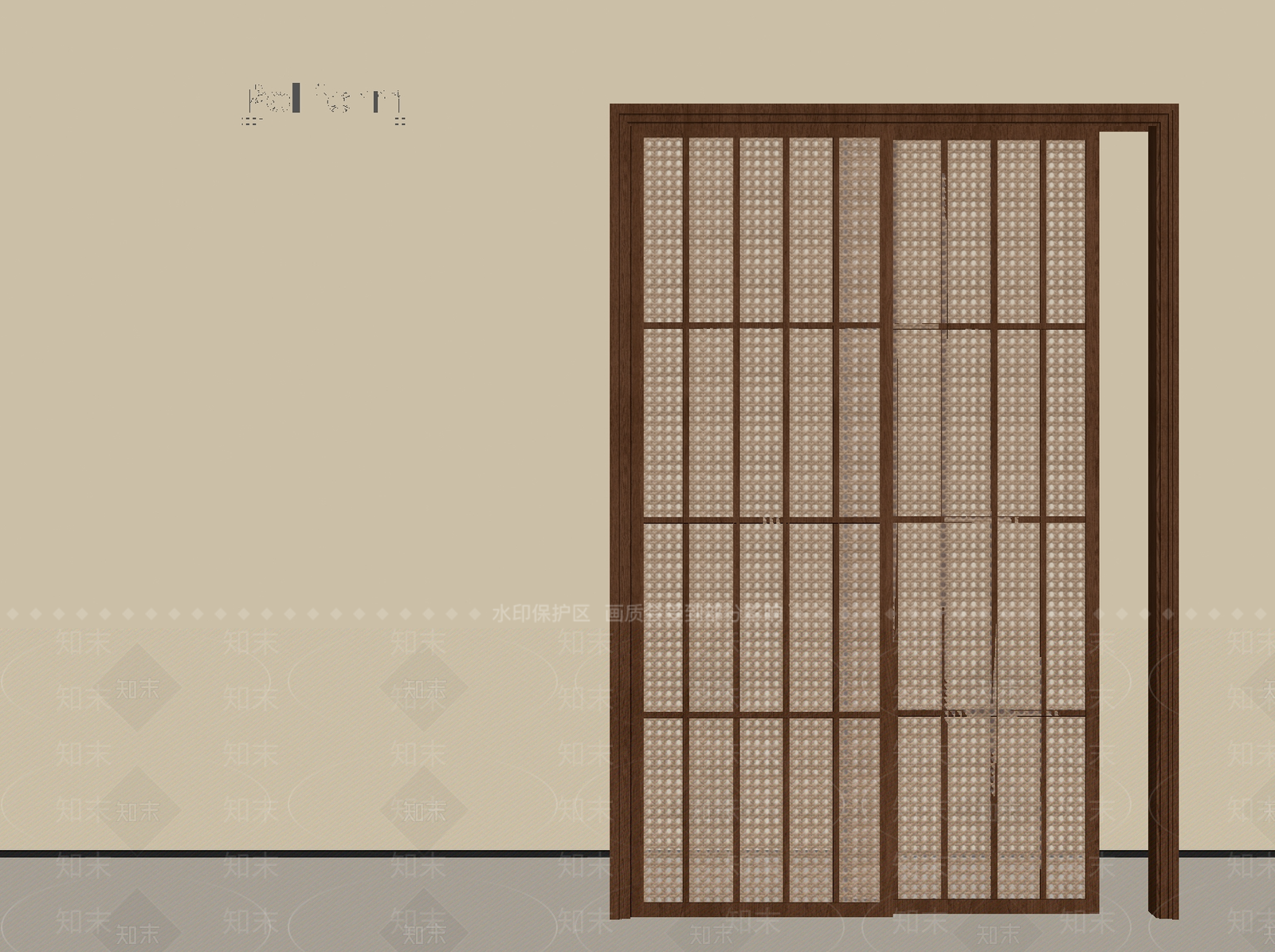 侘寂中古推拉门SU模型下载【ID:1190542810】