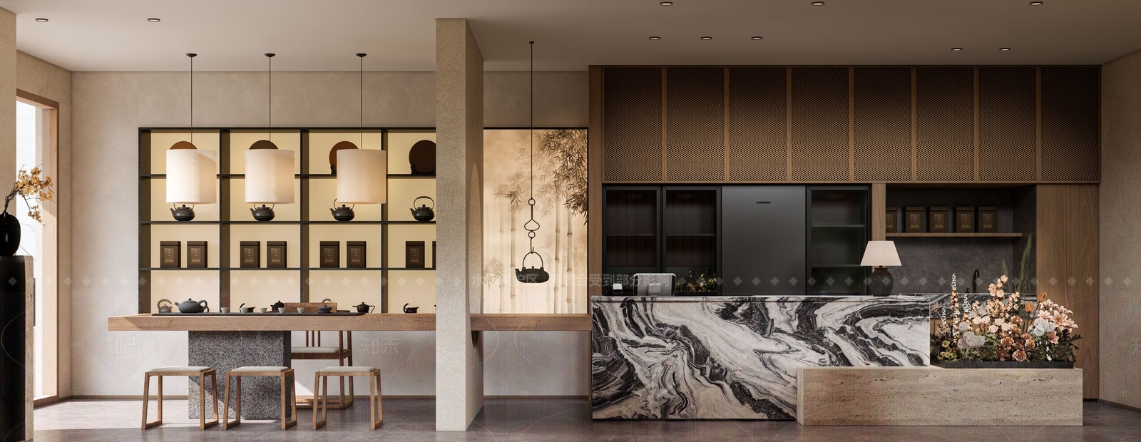新中式茶叶店SU模型下载【ID:1216081229】