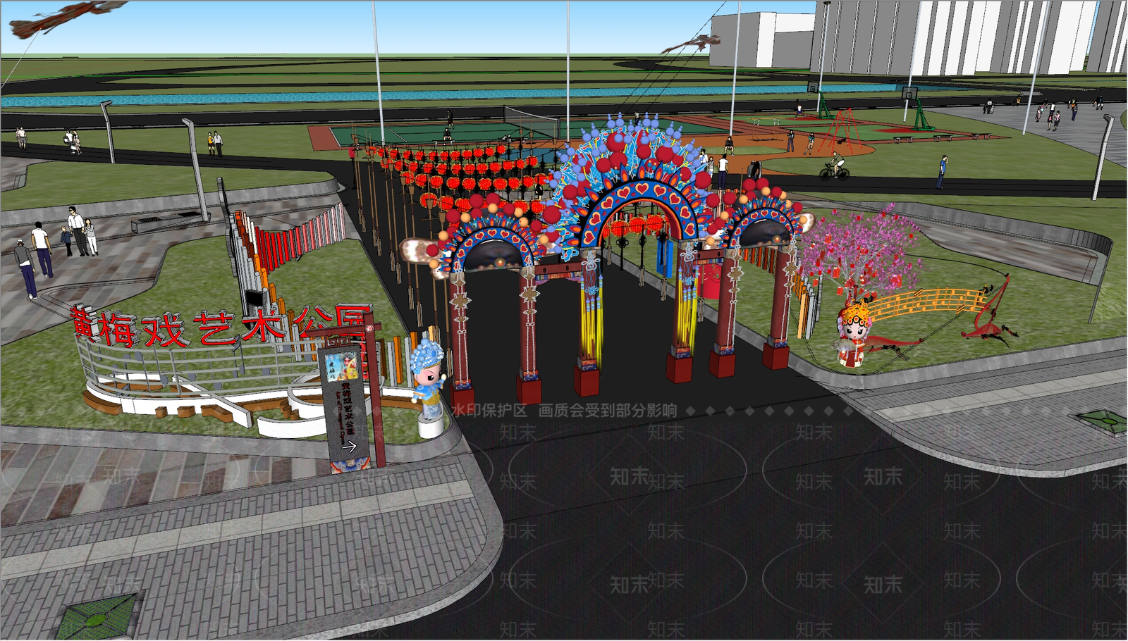 中式新中式入口大门SU模型下载【ID:1190550037】
