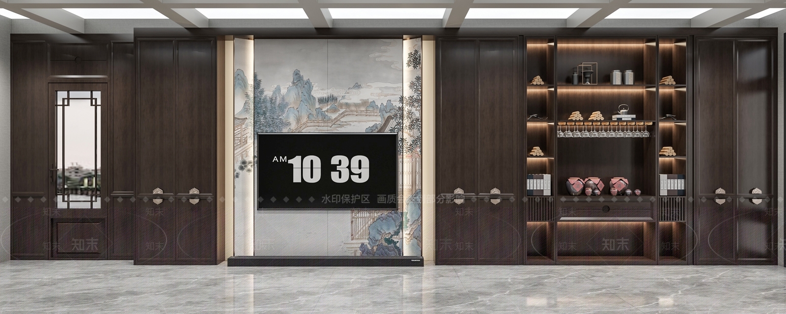 新中式中式电视柜3D模型下载【ID:1190555938】