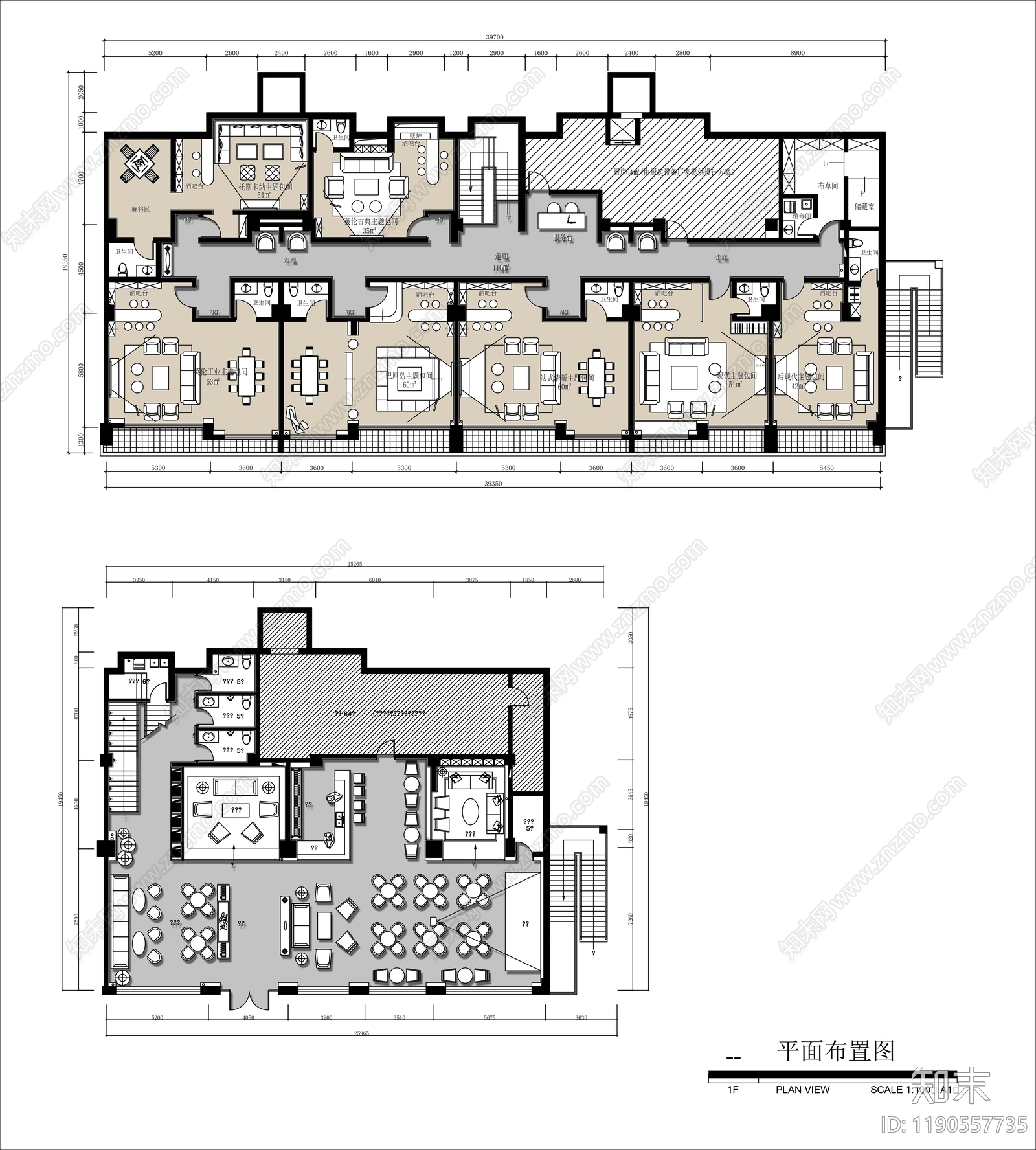 现代会所cad施工图下载【ID:1190557735】