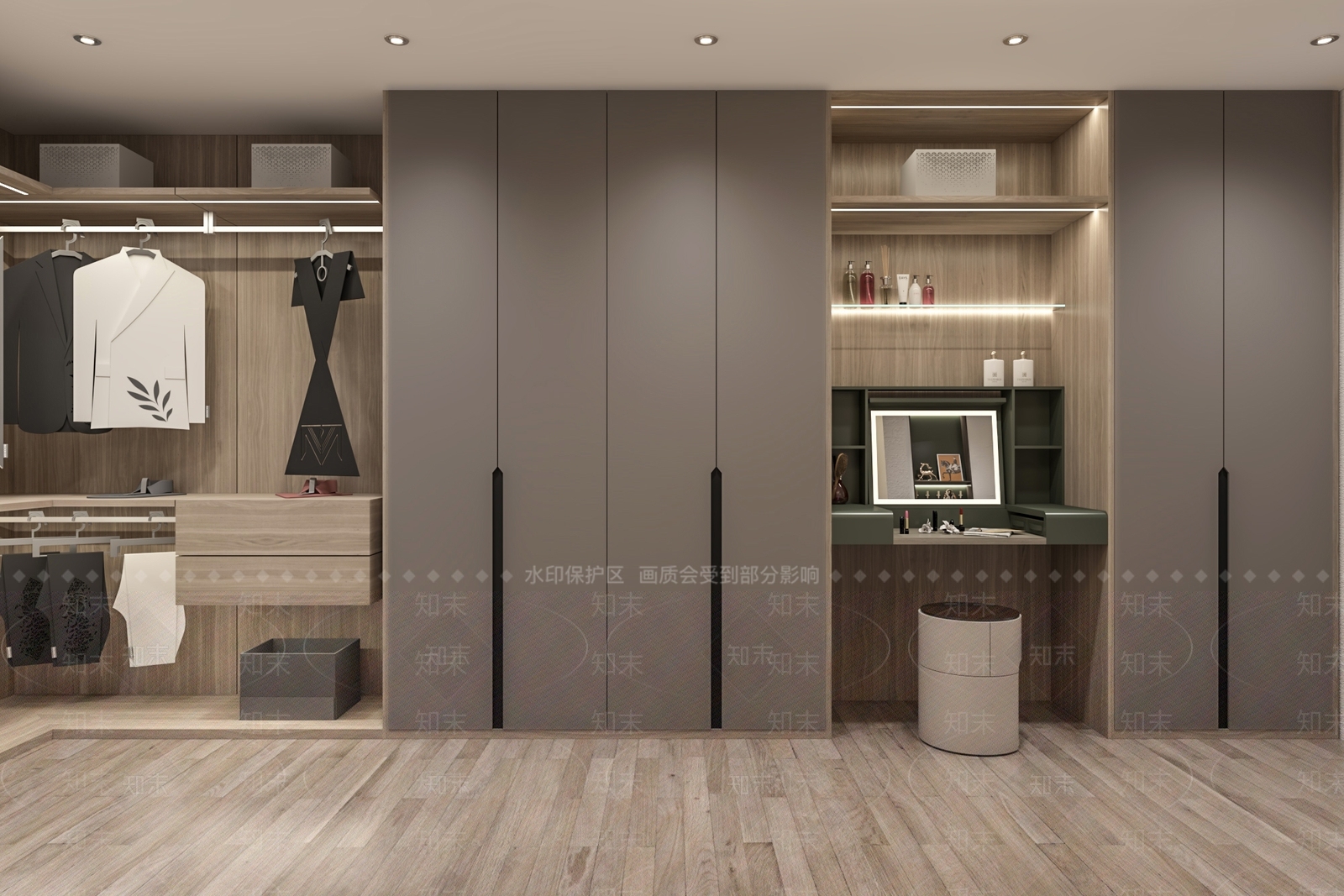 现代极简衣帽间3D模型下载【ID:1190558990】