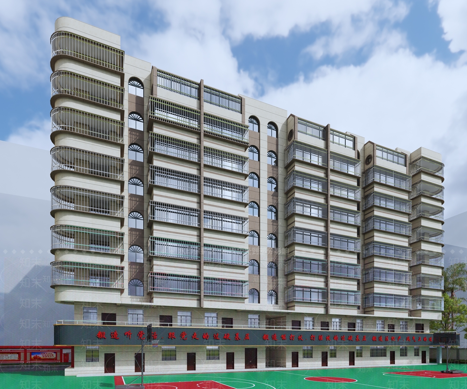 现代高层住宅3D模型下载【ID:1190559881】