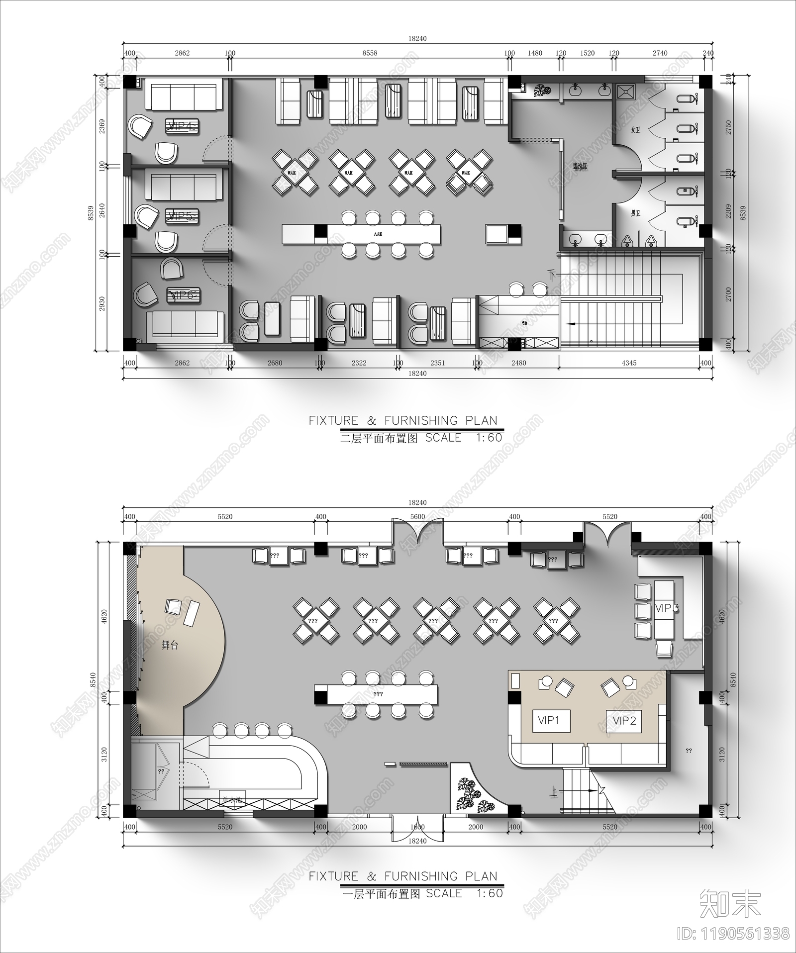 现代酒吧施工图下载【ID:1190561338】