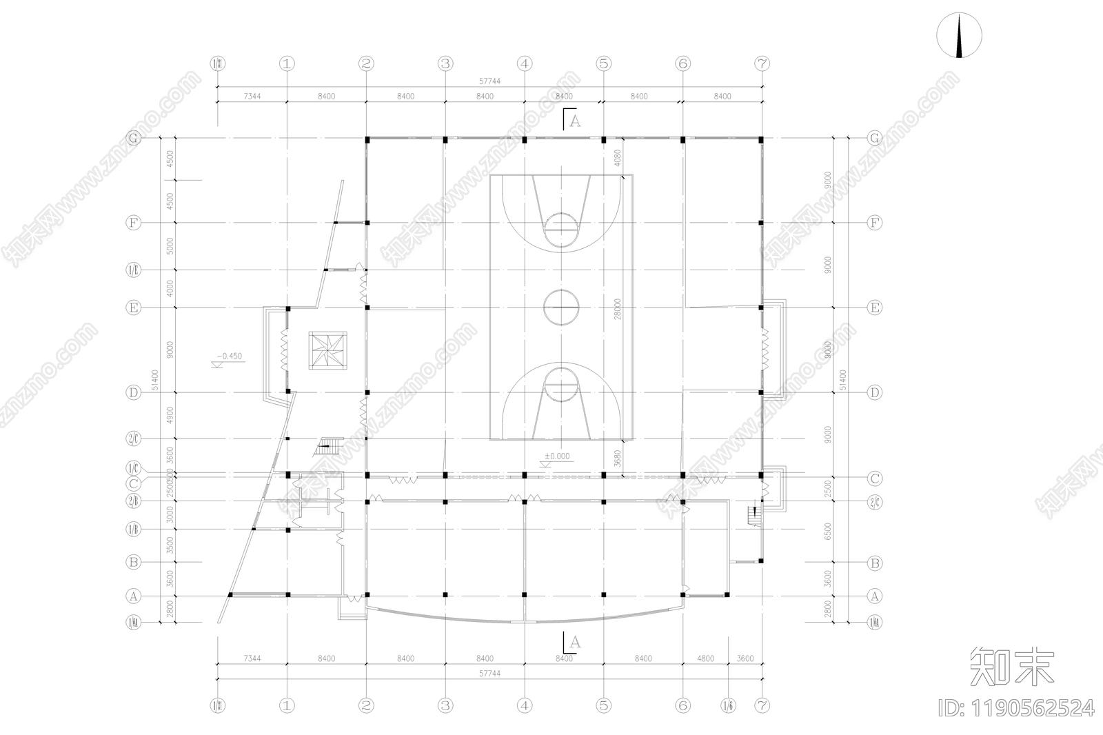现代简约体育馆建筑施工图下载【ID:1190562524】
