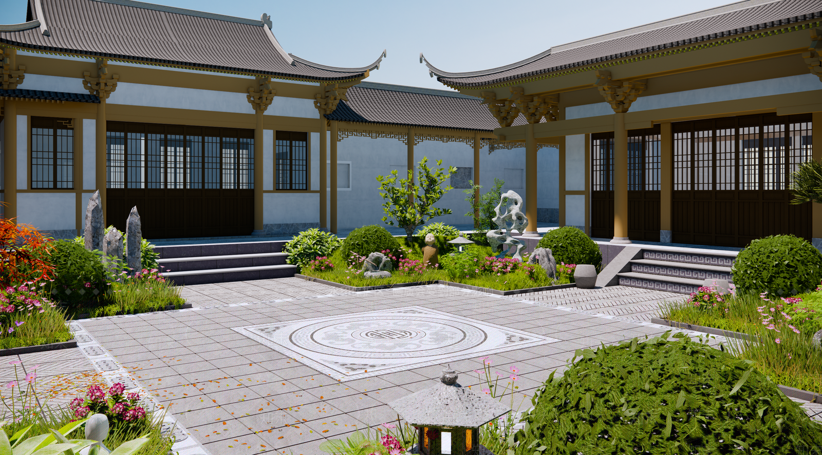 新中式古建筑SU模型下载【ID:1190564894】