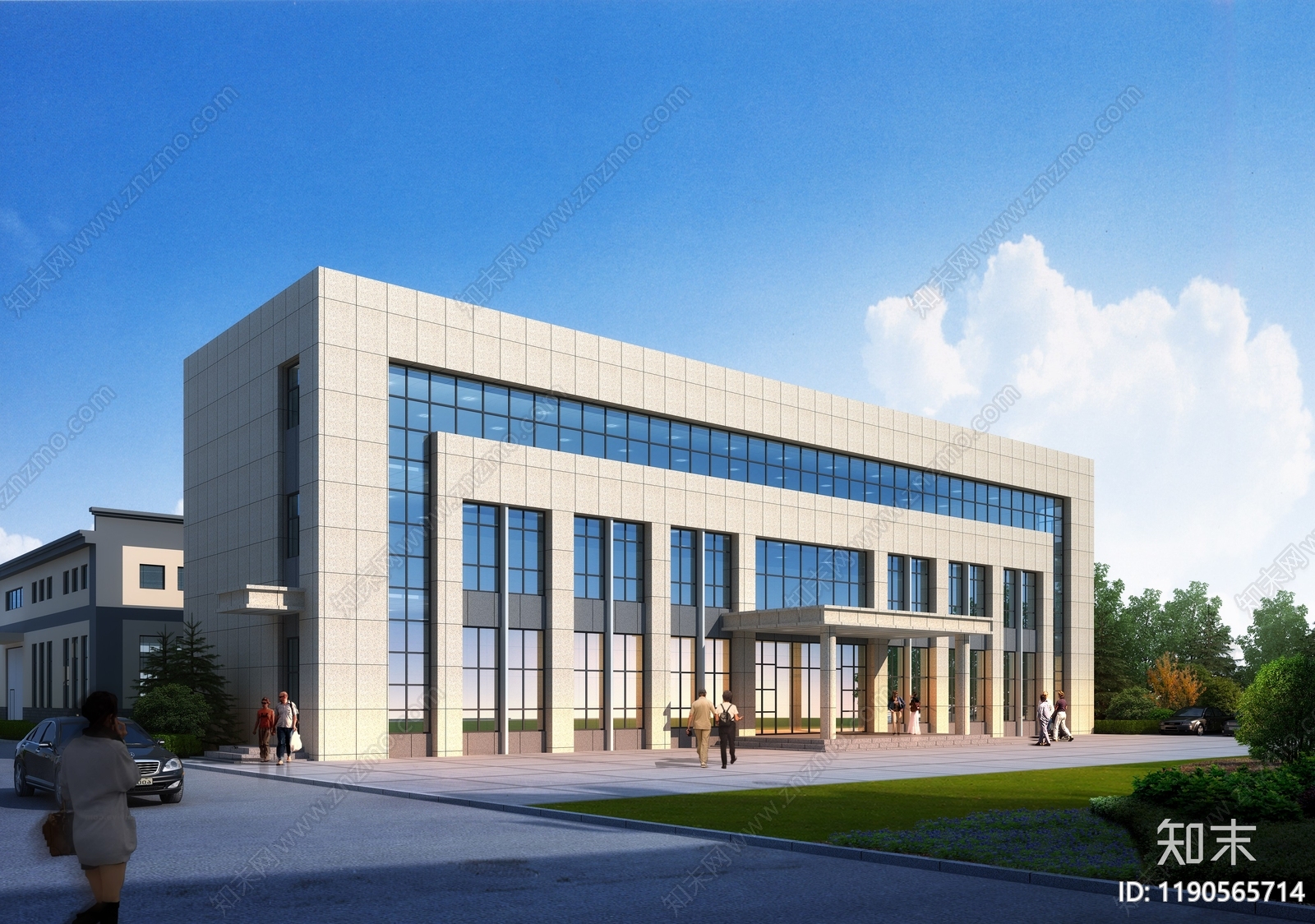 现代工业办公楼建筑施工图下载【ID:1190565714】