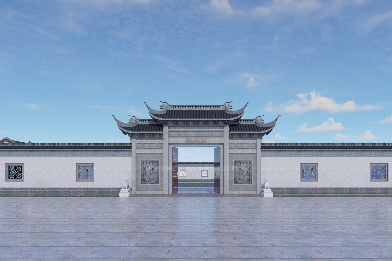 中式牌楼牌坊3D模型下载【ID:1190568765】