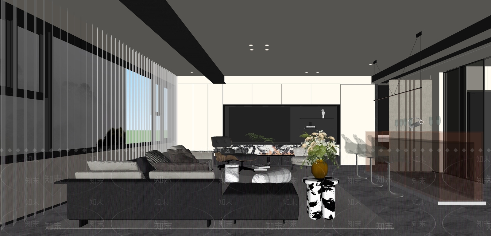 现代家居客厅SU模型下载【ID:1190569163】