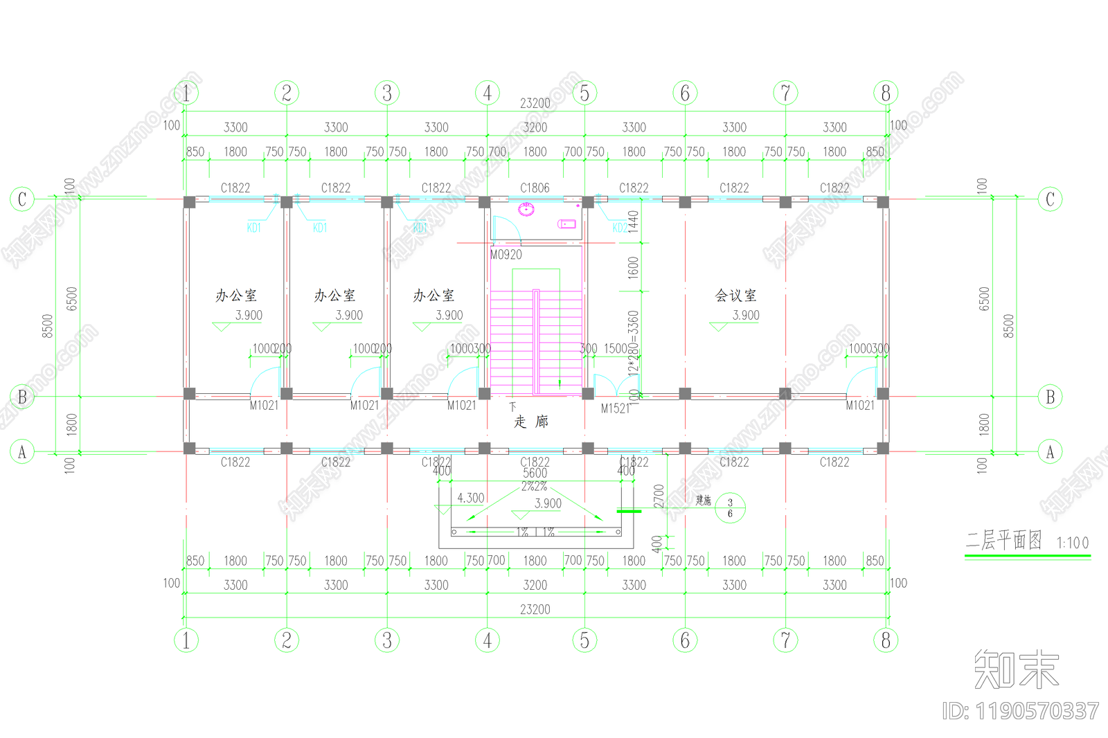 现代中式行政机构建筑cad施工图下载【ID:1190570337】