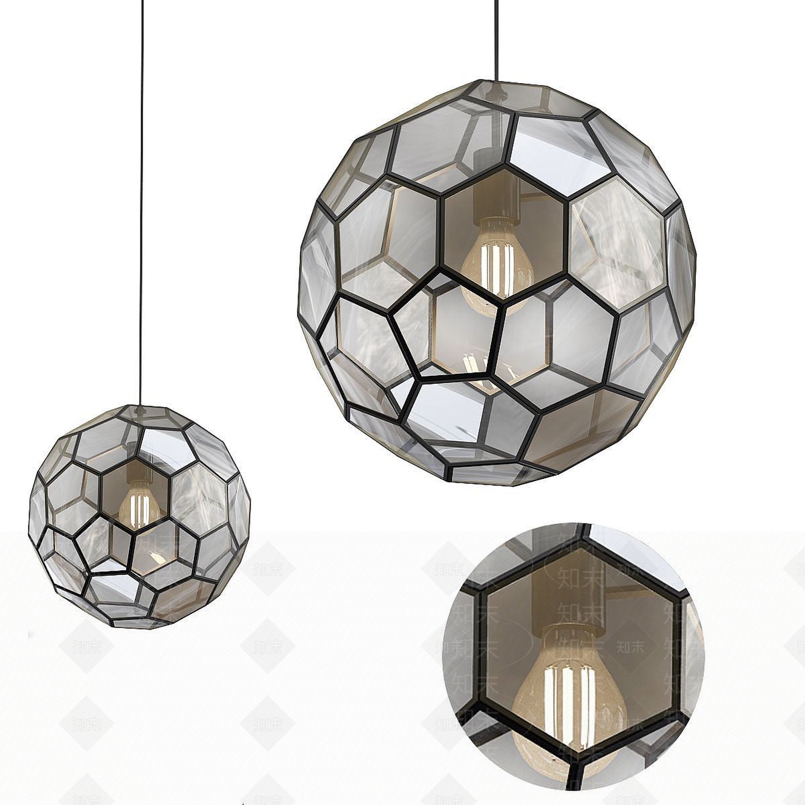 现代足球吊灯3D模型下载【ID:1190579855】