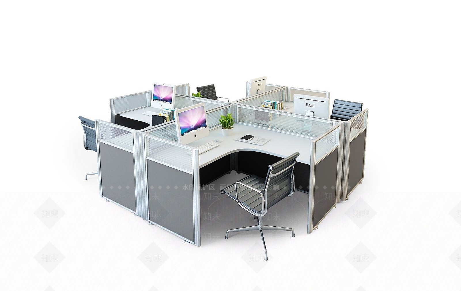 现代办公桌工位3D模型下载【ID:1190581746】