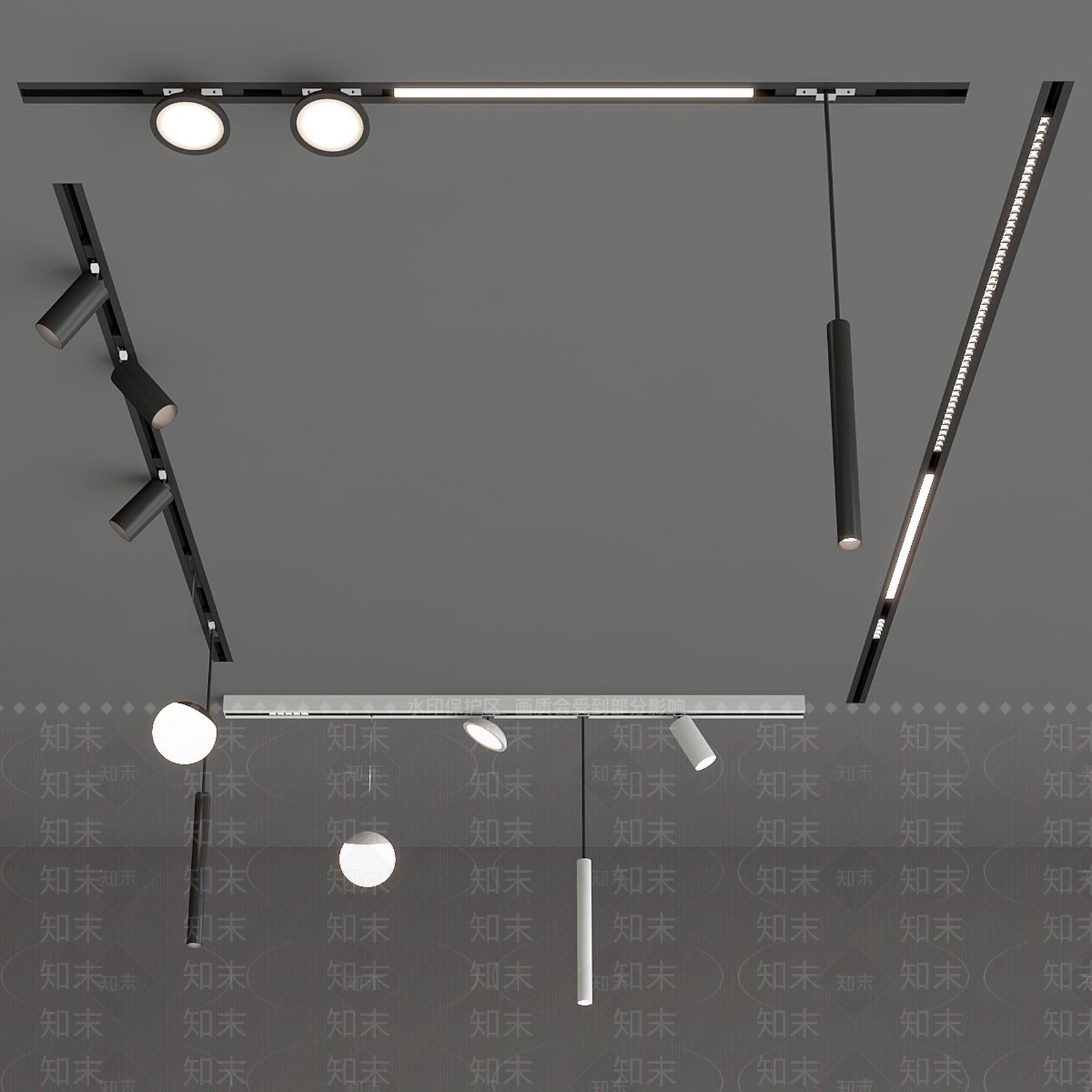 筒灯射灯组合3D模型下载【ID:1190590629】