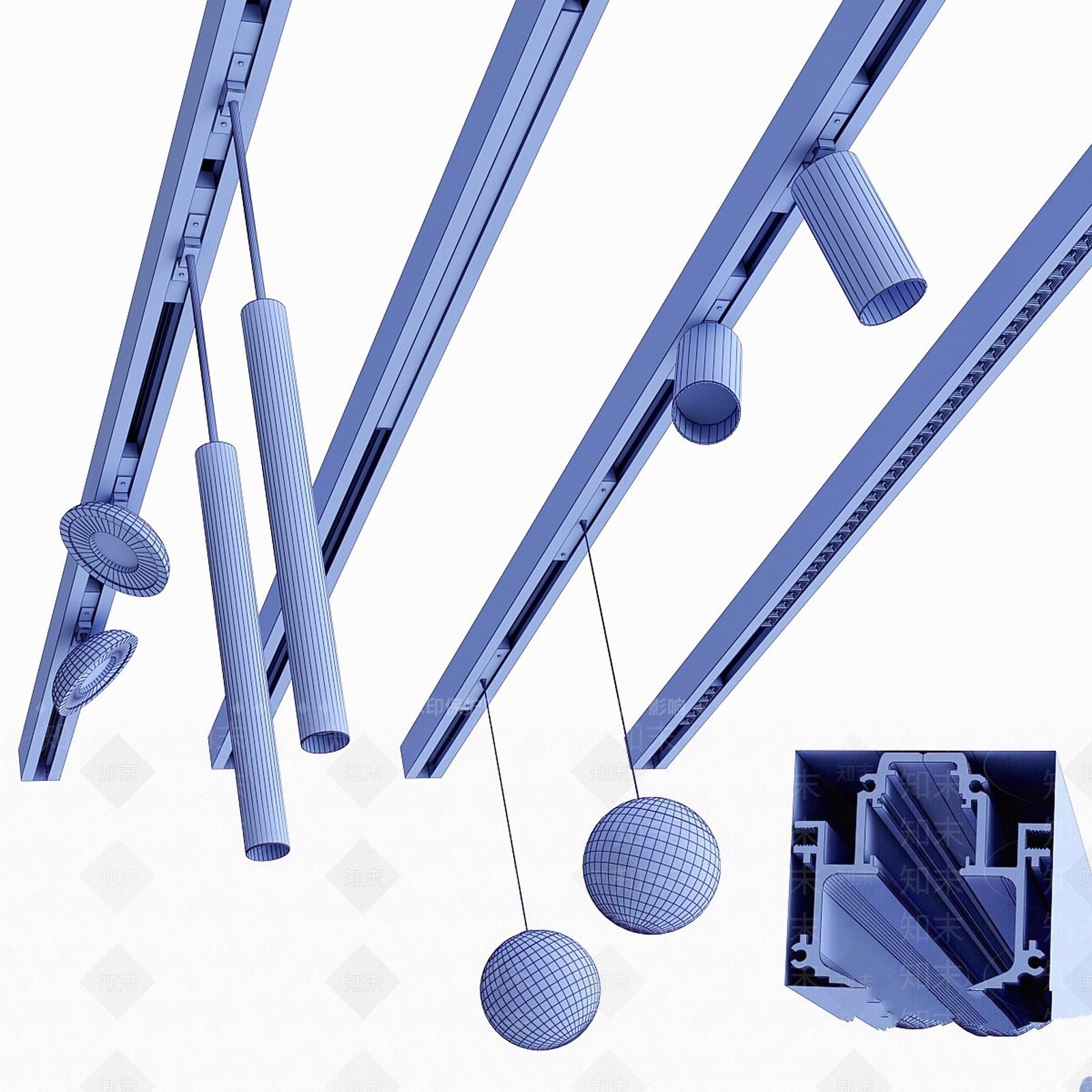 筒灯射灯组合3D模型下载【ID:1190590629】